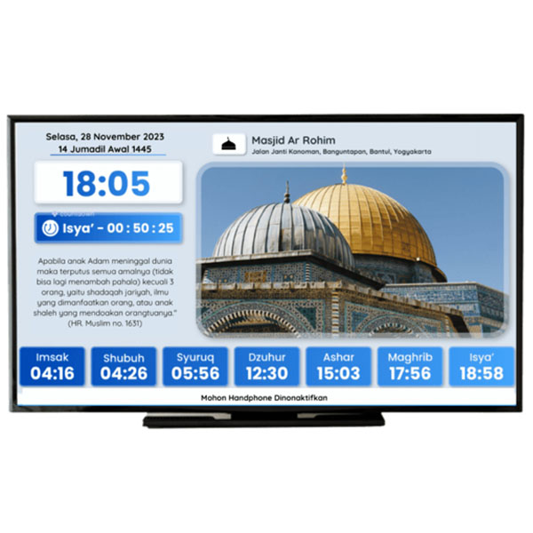Jam digital masjid Jogja tv led 32 inch